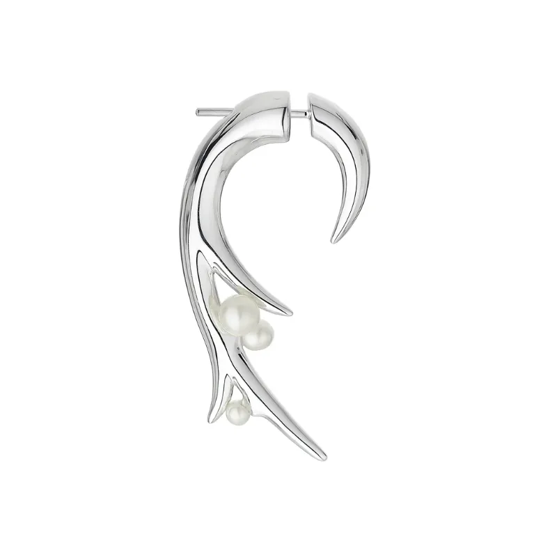 Shaun Leane Sterling Silver White Pearl Hooked Pearl Large Earrings