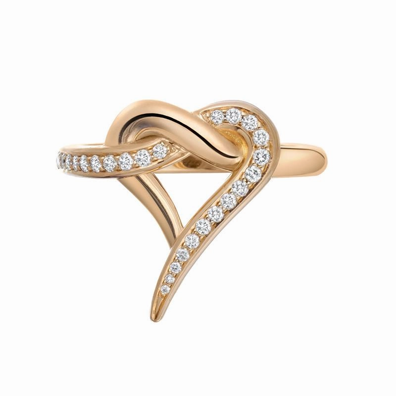Shaun Leane 18ct Rose Gold Diamond Entwined Heart Ring D