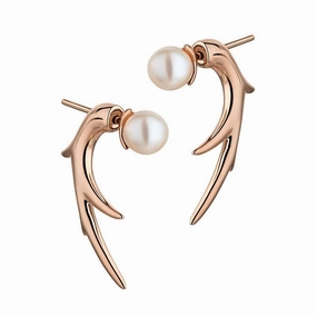 Shaun Leane 18ct Rose Gold Plated Vermeil Silver White Hooked Pearl Talon Earrings D