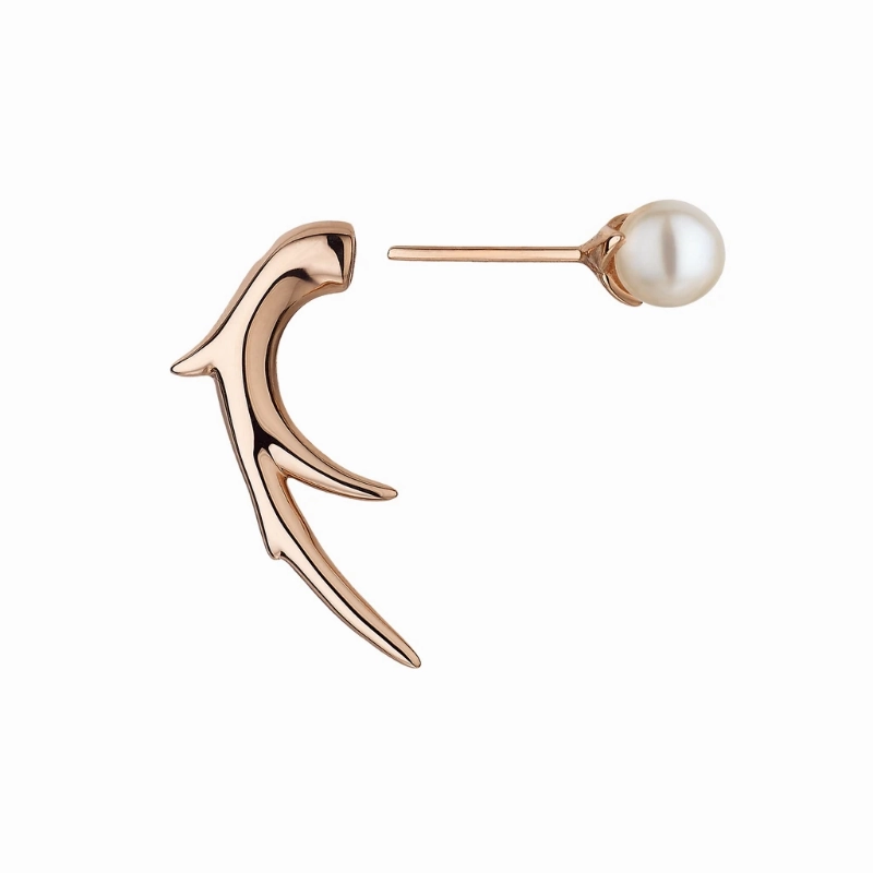 Shaun Leane 18ct Rose Gold Plated Vermeil Silver White Hooked Pearl Talon Earrings D