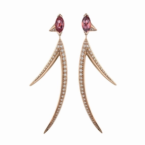 Shaun Leane Aerial 18ct Rose Gold 1.39ct Diamond & Tourmaline Earrings