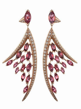 Shaun Leane Aerial 18ct Rose Gold 1.56ct Pink Tourmaline Diamond Large Earrings