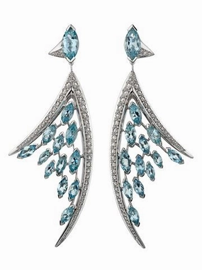 Shaun Leane Aerial 18ct White Gold 1.56ct Aquamarine Diamond Large Earrings