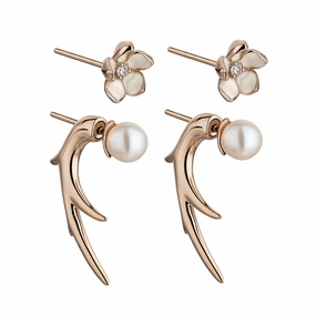 Shaun Leane Cherry Blossom Rose Gold Vermeil Pearl Flower Talon Earrings