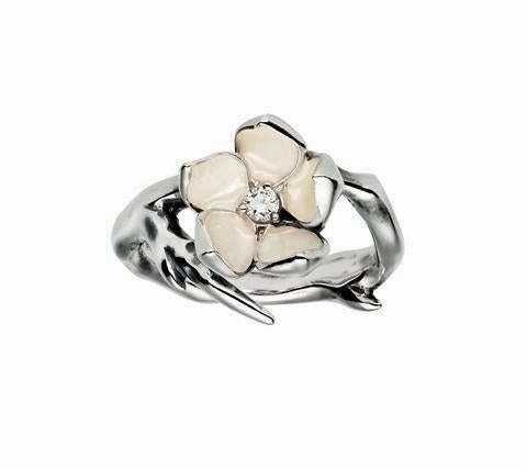 Shaun Leane Cherry Blossom Sterling Silver Diamond Flower Ring