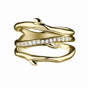 Shaun Leane Cherry Blossom Yellow Gold Vermeil Diamond Three Branch Ring
