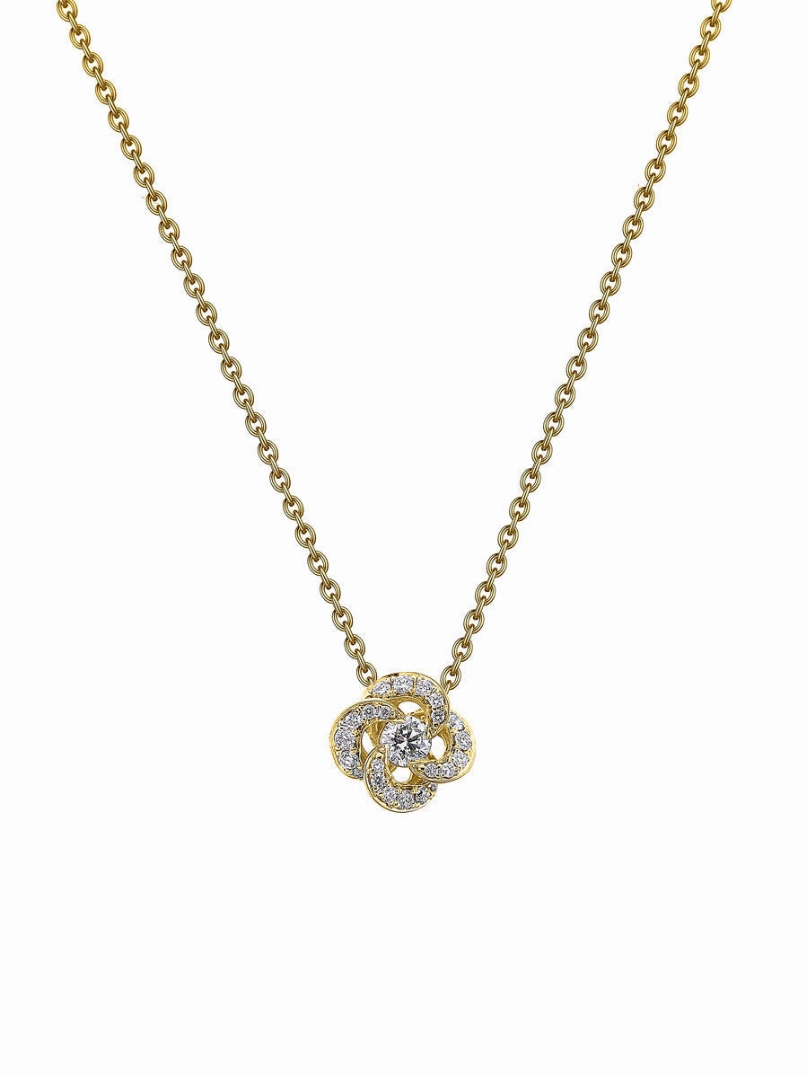 Shaun Leane Entwined 18ct Yellow Gold Diamond Pave Petal Flower Necklace