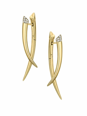 Shaun Leane Sabre 18ct Yellow Gold Plated Sterling Silver Diamond Crossover Earrings
