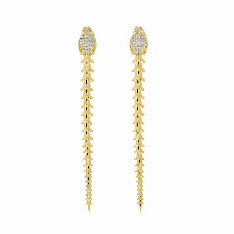 Shaun Leane Serpent Trace 18ct Yellow Gold Plated Sterling Silver Diamond Drop Earrings