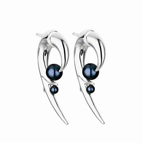 Shaun Leane Sterling Silver Hooked Pearl Earrings