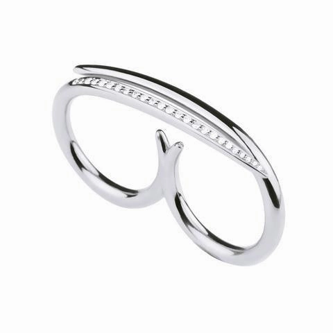 Shaun Leane White Feather Sterling Silver 0.21ct Diamond Crossover Ring D