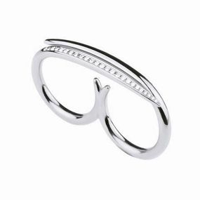 Shaun Leane White Feather Sterling Silver 0.21ct Diamond Crossover Ring D