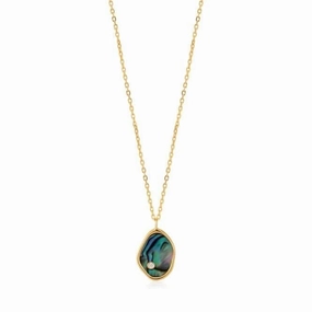 Shiny Gold Tidal Abalone Necklace N027-01G