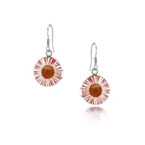 Shrieking Violet Daisy Sterling Silver Drop Earrings