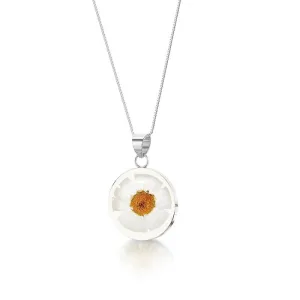 Shrieking Violet Daisy Sterling Silver Round Necklace