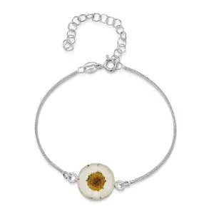 Shrieking Violet Daisy Sterling Silver Snake Chain Bracelet D