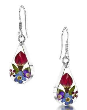 Shrieking Violet Earring Mixed Flowers Teardrop Silver