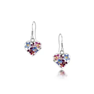 Shrieking Violet Purple Haze Sterling Silver Drop Heart Earrings