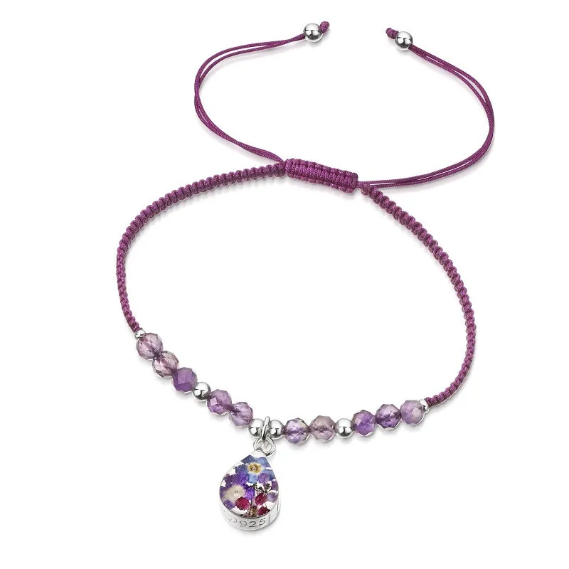 Shrieking Violet Purple Haze Sterling Silver Gemstone Teardrop Bracelet
