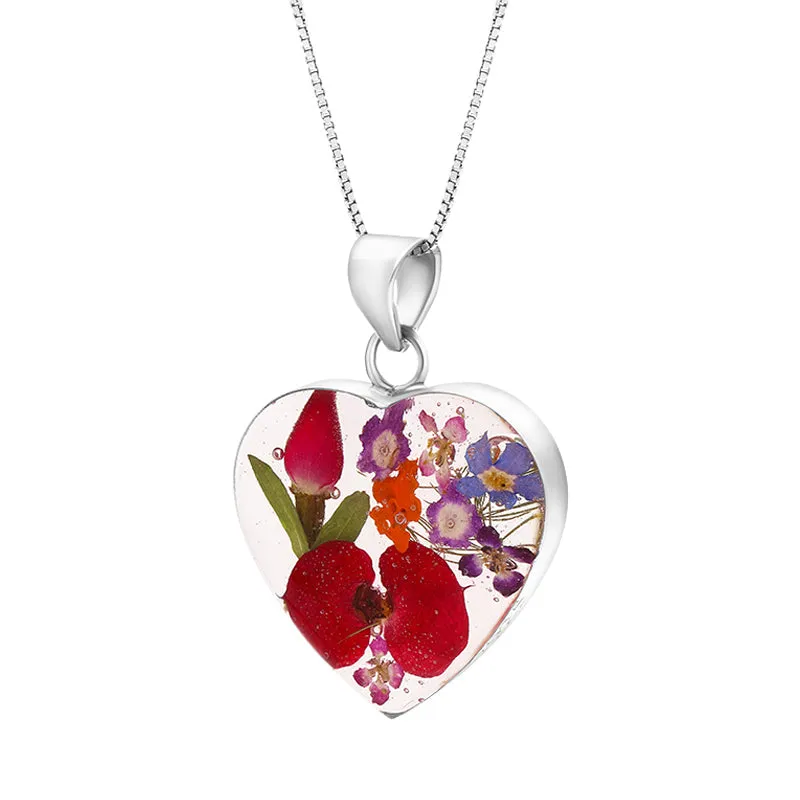 Shrieking Violet Shrieking Violet Sterling Silver Mixed Flower Medium Heart Necklace
