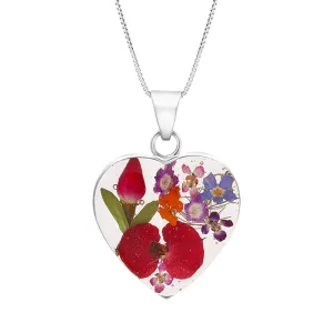 Shrieking Violet Shrieking Violet Sterling Silver Mixed Flower Medium Heart Necklace