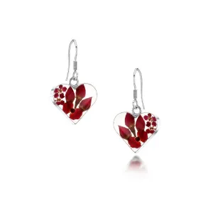 Shrieking Violet Sterling Silver Bohemia Poppy and Rose Heart Earrings