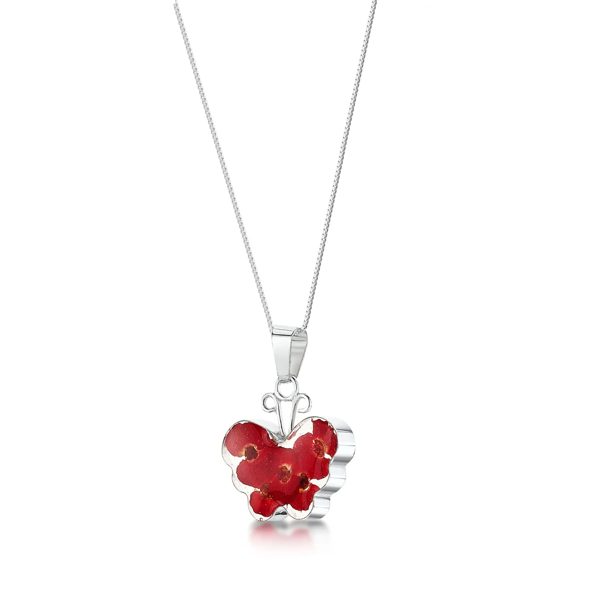 Shrieking Violet Sterling Silver Butterfly Poppy Necklace