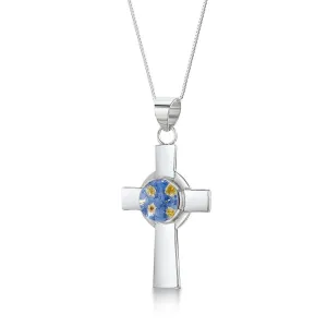 Shrieking Violet Sterling Silver Forget Me Not Celtic Cross Necklace