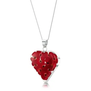 Shrieking Violet Sterling Silver Poppy Large Heart Necklace