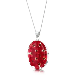 Shrieking Violet Sterling Silver Poppy Large Oval Necklace