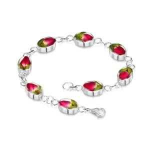 Shrieking Violet Sterling Silver Rose Bud Oval Links Bracelet