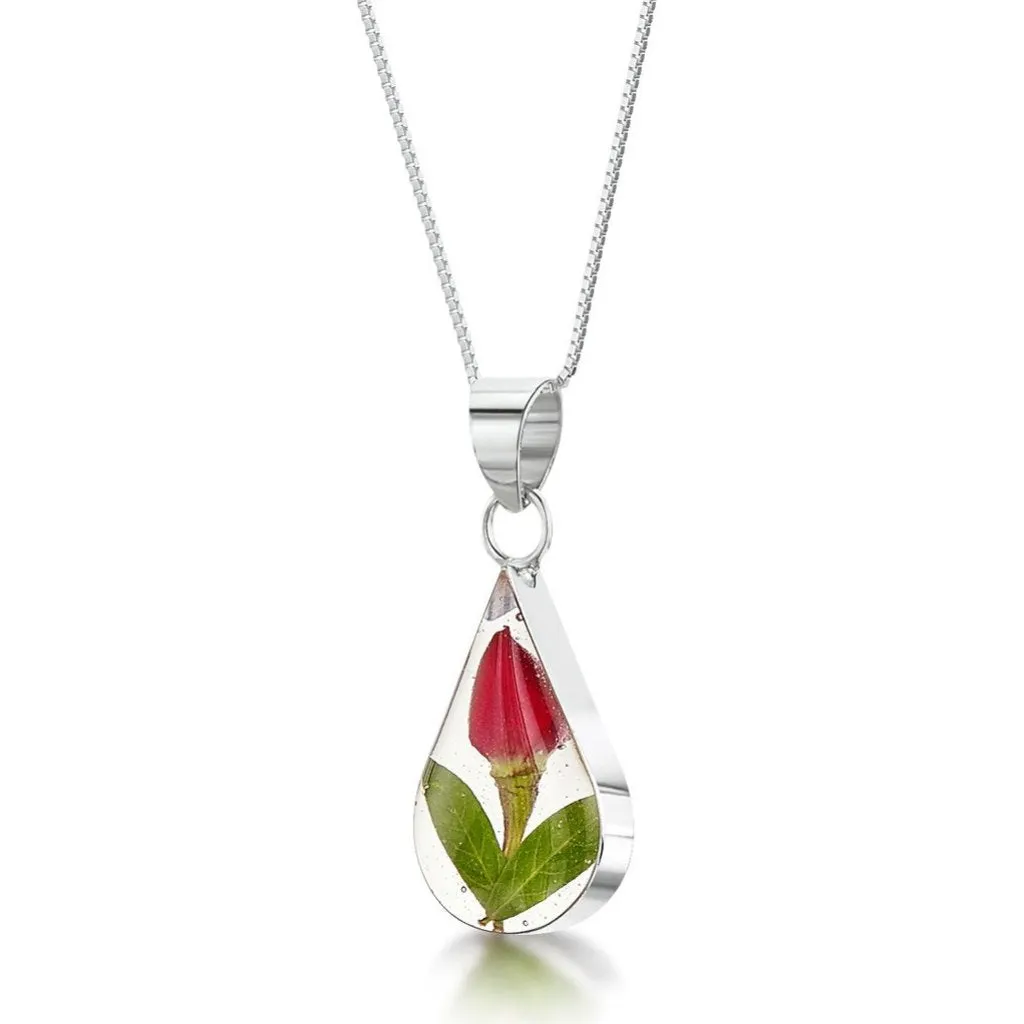 Shrieking Violet Sterling Silver Rosebud Teardrop Necklace