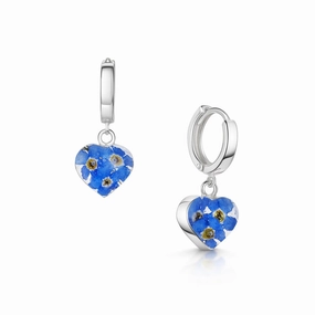 Shrieking Violet Sterling Silver Forget Me Not Heart Earrings