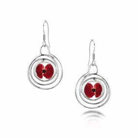 Shrieking Violet Sterling Silver Poppy Spiral Drop Earrings