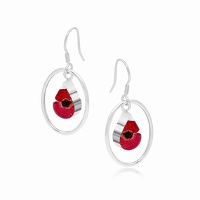 Shrieking Violet Sterling Silver Poppy Teardrop Hoop Drop Earrings