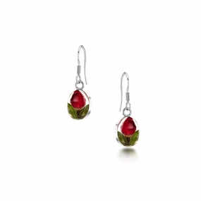 Shrieking Violet Sterling Silver Rose Bud Oval Drop Earrings