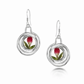 Shrieking Violet Sterling Silver Rosebud Spiral Drop Earrings