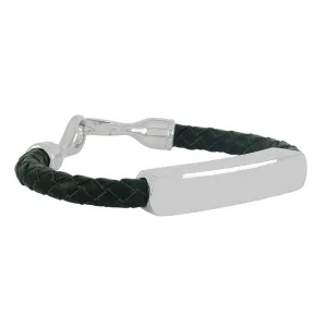 Shrovetide Sterling Silver Leather Gents Black Bracelet D