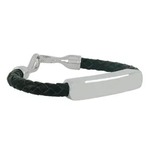 Shrovetide Sterling Silver Leather Gents Black Bracelet D
