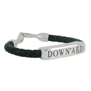 Shrovetide Sterling Silver Leather Gents Down'ard Black Bracelet D