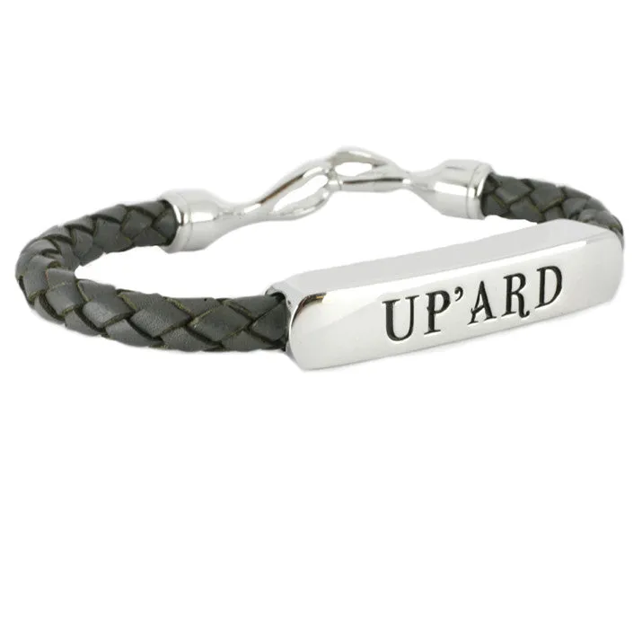 Shrovetide Sterling Silver Leather Up'ard Grey Bracelet D