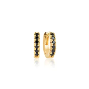 Sif Jakobs Ellera Piccolo 18ct Gold Plated Sterling Silver Black Zirconia Hoop Earrings D