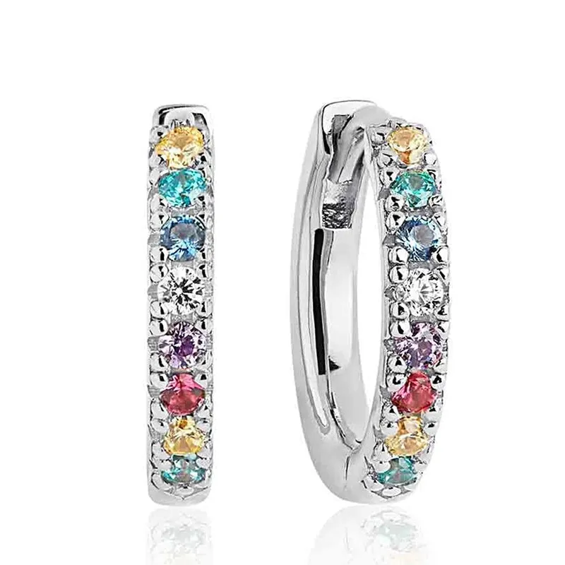 Sif Jakobs Ellera Sterling Silver Multicolour Zirconia Hoop Earrings