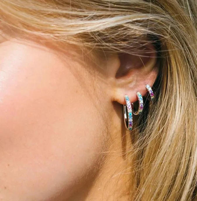 Sif Jakobs Ellera Sterling Silver Multicolour Zirconia Hoop Earrings