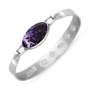 Silver Blue John King's Coronation Hallmark Wide Oval Bangle D