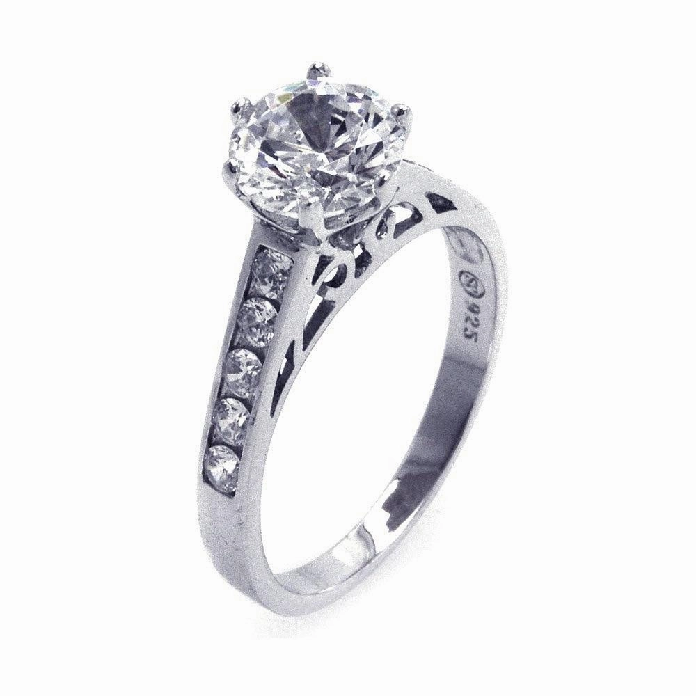Silver 925 Black Rhodium Plated Round Black Center and Clear CZ Ring - STR00758