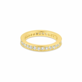 Silver 925 Gold Plated Clear CZ Stackable Eternity Ring - BGR00375