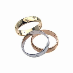 Silver 925 Rhodium, Gold and Rose Gold Plated 3 Toned Clear CZ Stackable Star Ring Set - BGR00211
