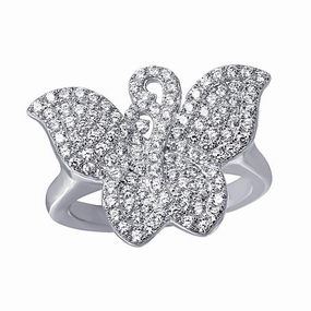 Silver 925 Rhodium Plated Butterfly Covered With CZ - ACR00047
