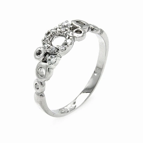 Silver 925 Rhodium Plated Clear CZ Open Bubbles Ring - BGR00517